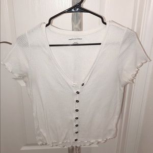 American Eagle White Button Down Crop Top🤍